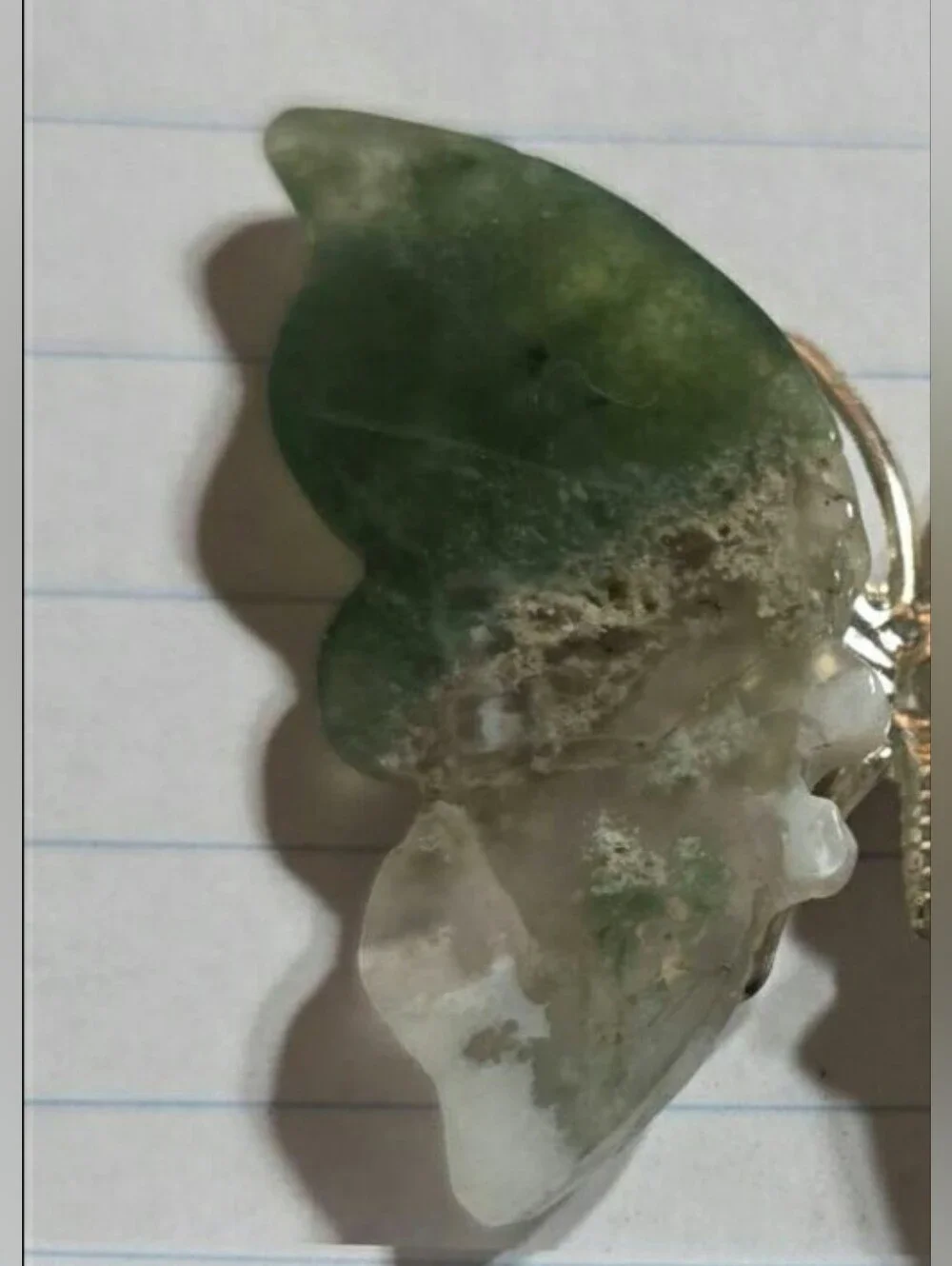 Moss Agate Butterfly Clip-Brooch-Hair Accessory-Decor-Carving